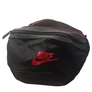 Nike Fanny Pack Black Red Logo‎ Waist Bag Adjustable Belt Travel Pouch Unisex